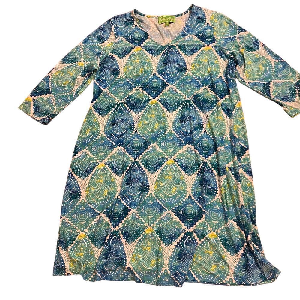 Pappagallo The Erin Dress Women's Size 1X XL Plus Size Colorful Stretch Comfort